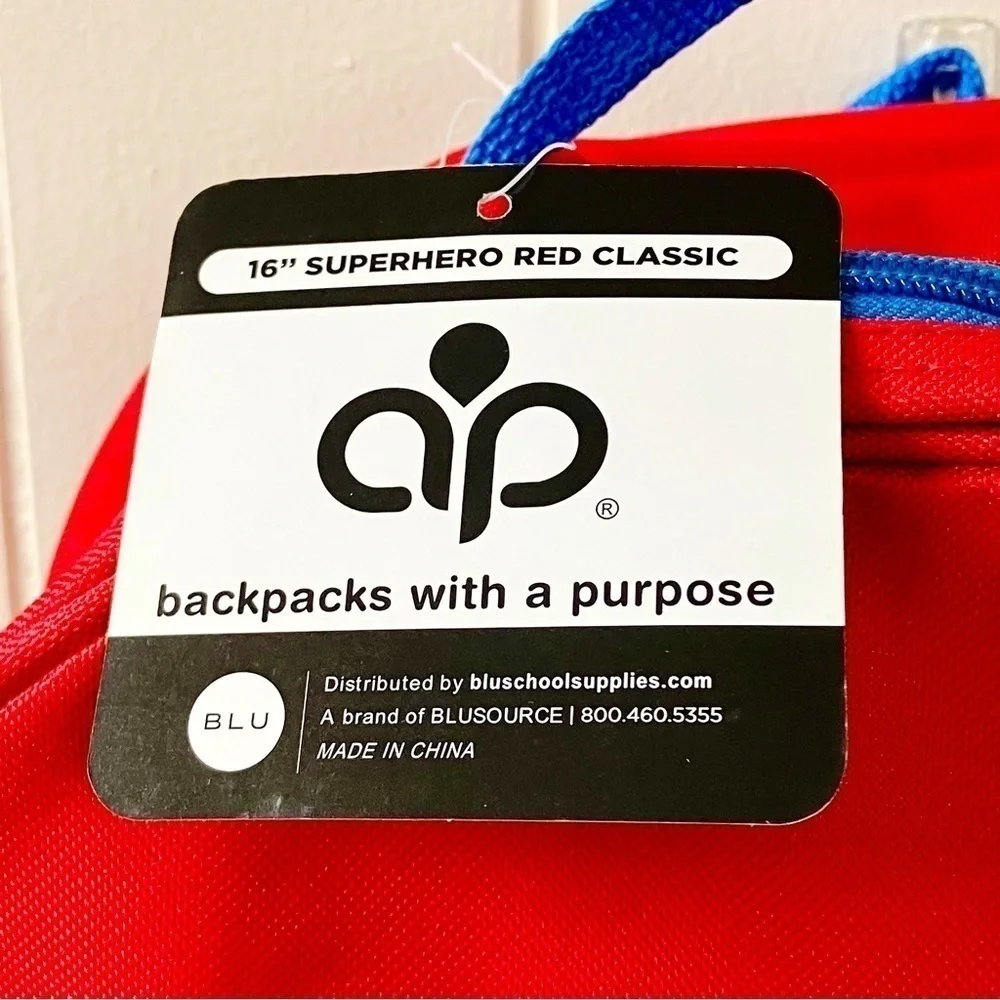 B-wap Boys Girls 16” Superhero Red Classic Backpack Pockets Adjust. Straps NEW